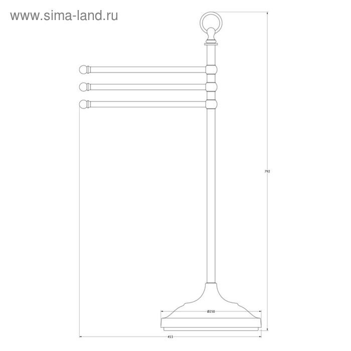 

Стойка с держателем полотенец поворотным тройным для ванной 80 cm, античная бронза, 3SC