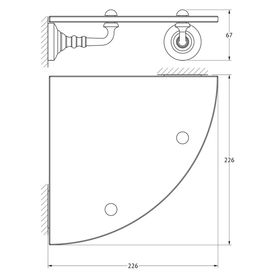 

Угловая полка с держателями, ширина 22 см, стекло, античная бронза