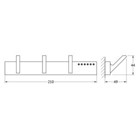 

Планка с тремя крючками 21 cm, хром - стразы, LINEAG