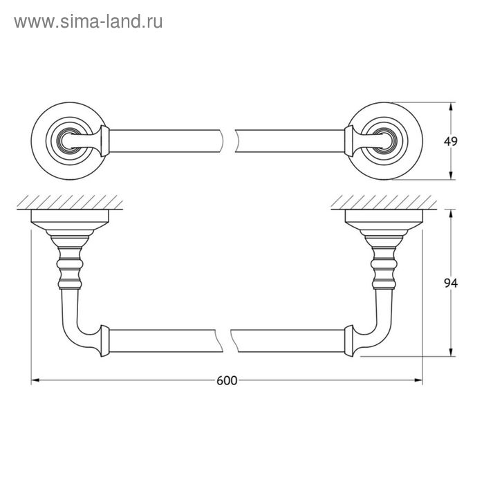 

Штанга для полотенца 60 cm, хром, золото, 3SC