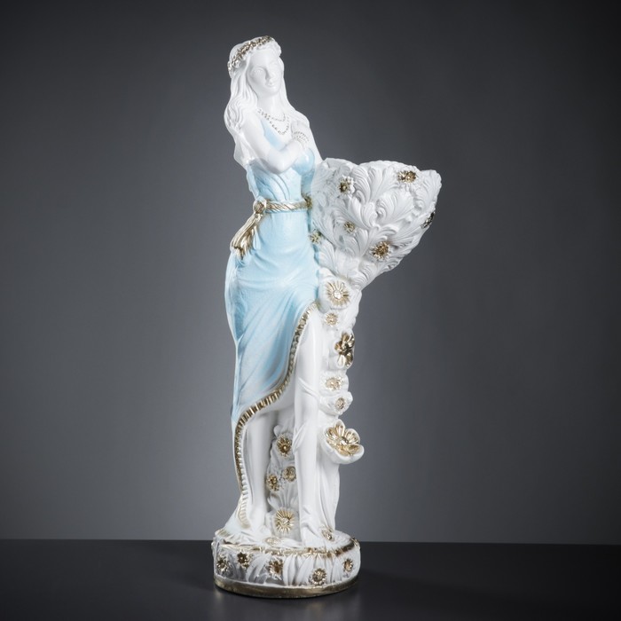 Фигурное кашпо "Лесная фея" бело-золотая голубая 90см