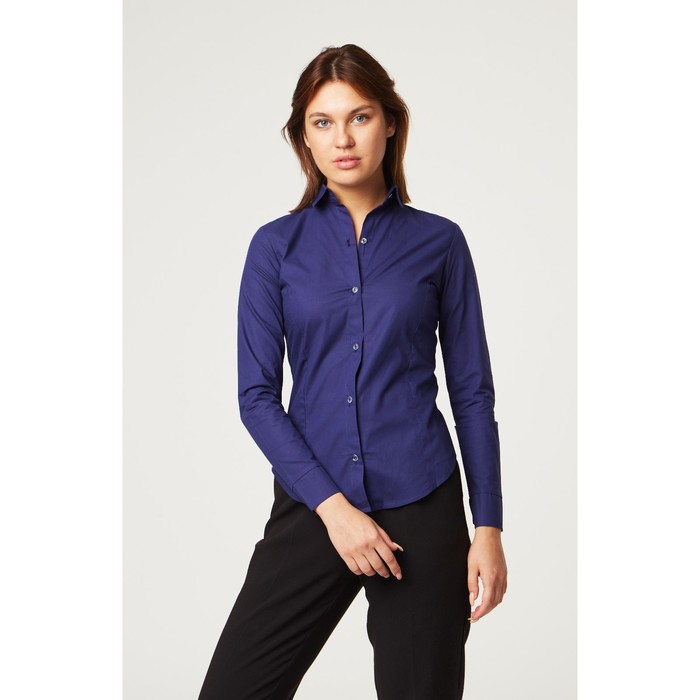 Рубашка женская с рельефами, размер 40, синий, хлопок 100%