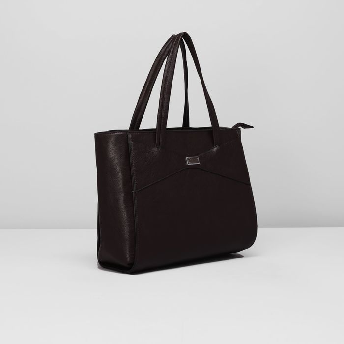 Сумка женская на молнии, 1 отдел с перегородкой, наружный карман, цвет тёмно-коричневый