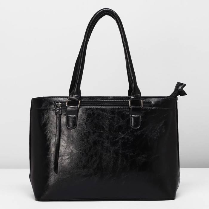 Сумка женская на молнии, 2 отдела, 2 наружных кармана, цвет чёрный