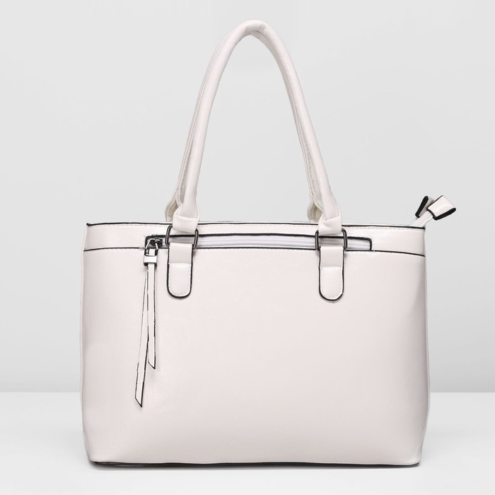 Сумка женская на молнии, 2 отдела, 2 наружных кармана, цвет белый