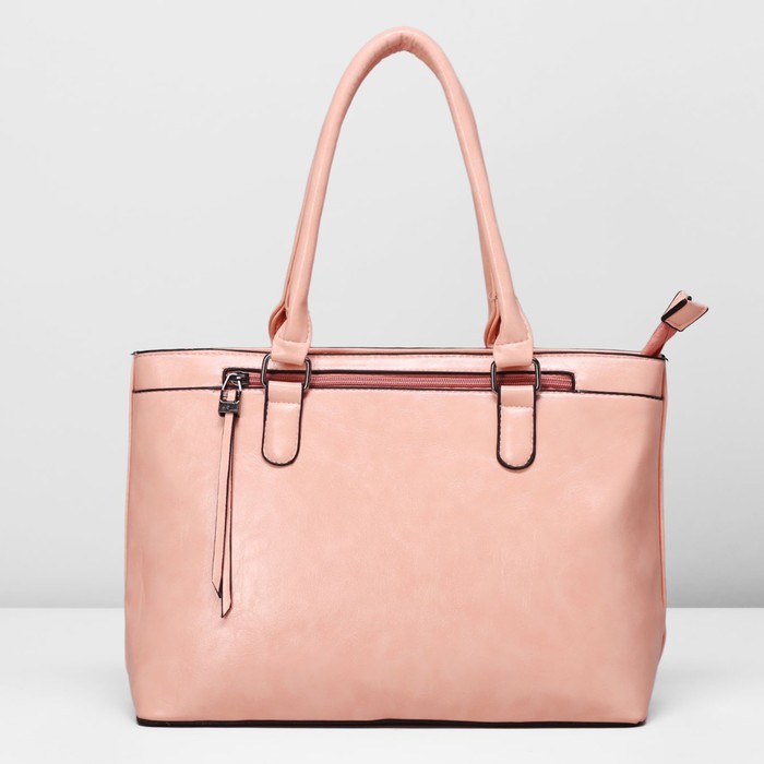 Сумка женская на молнии, 2 отдела, 2 наружных кармана, цвет розовый