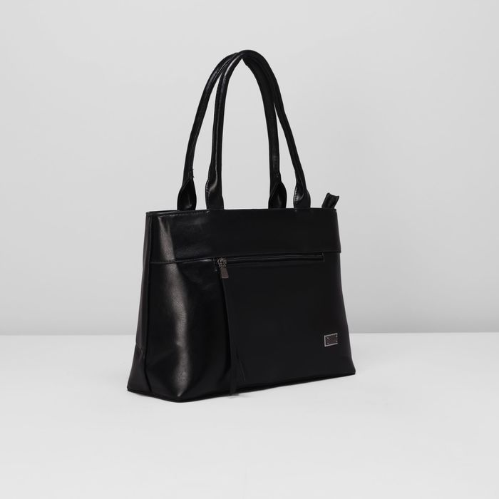 Сумка женская на молнии, 2 отдела, 2 наружных кармана, цвет чёрный