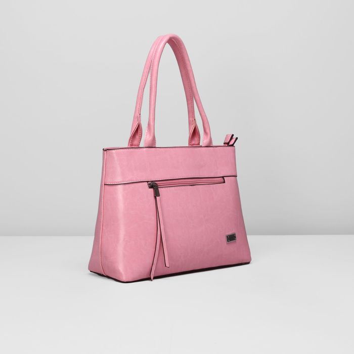 Сумка женская на молнии, 2 отдела, 2 наружных кармана, цвет розовый