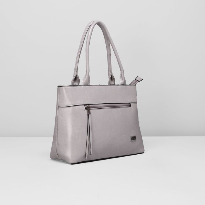 Сумка женская на молнии, 2 отдела, 2 наружных кармана, цвет серый