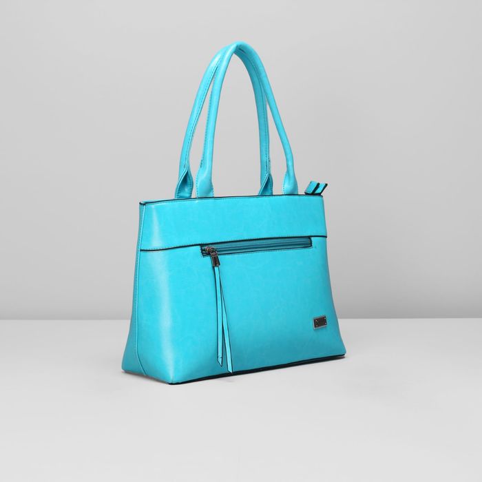 Сумка женская на молнии, 2 отдела, 2 наружных кармана, цвет бирюзовый