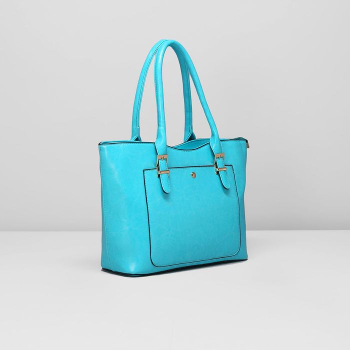 Сумка женская на молнии, 1 отдел с перегородкой, 2 наружных кармана, цвет бирюзовый