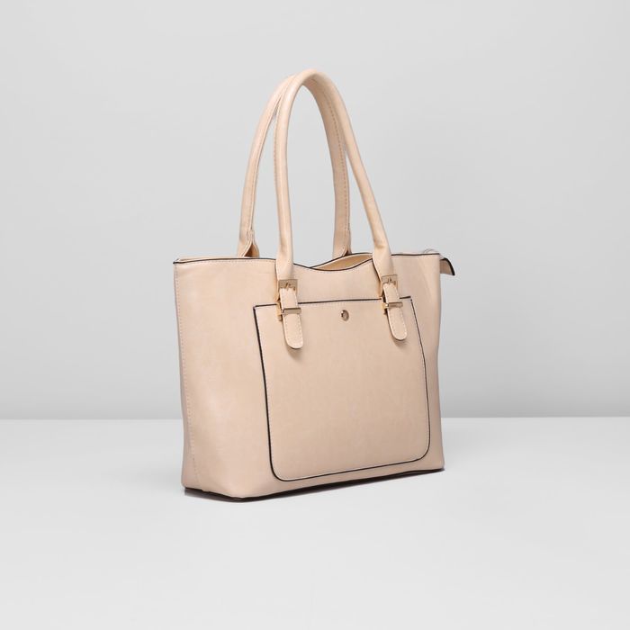 Сумка женская на молнии, 1 отдел с перегородкой, 2 наружных кармана, цвет бежевый