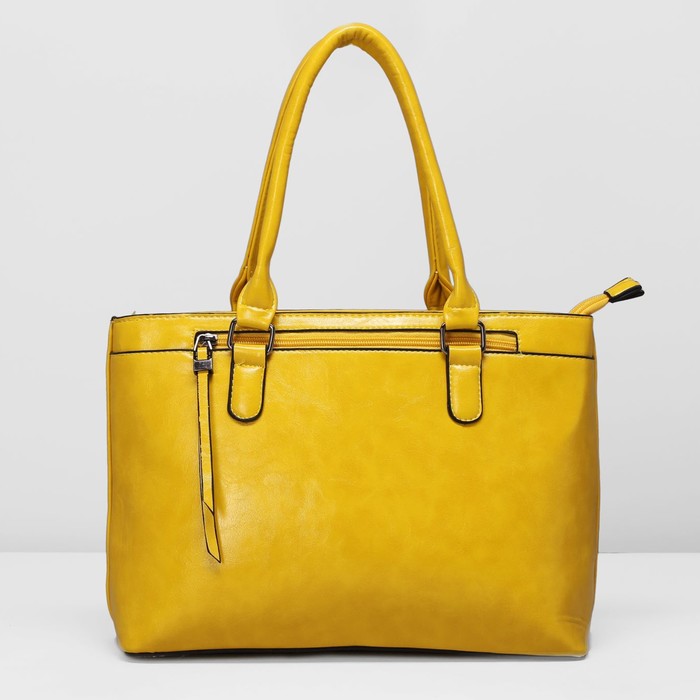 Сумка женская на молнии, 2 отдела, 2 наружных кармана, цвет жёлтый