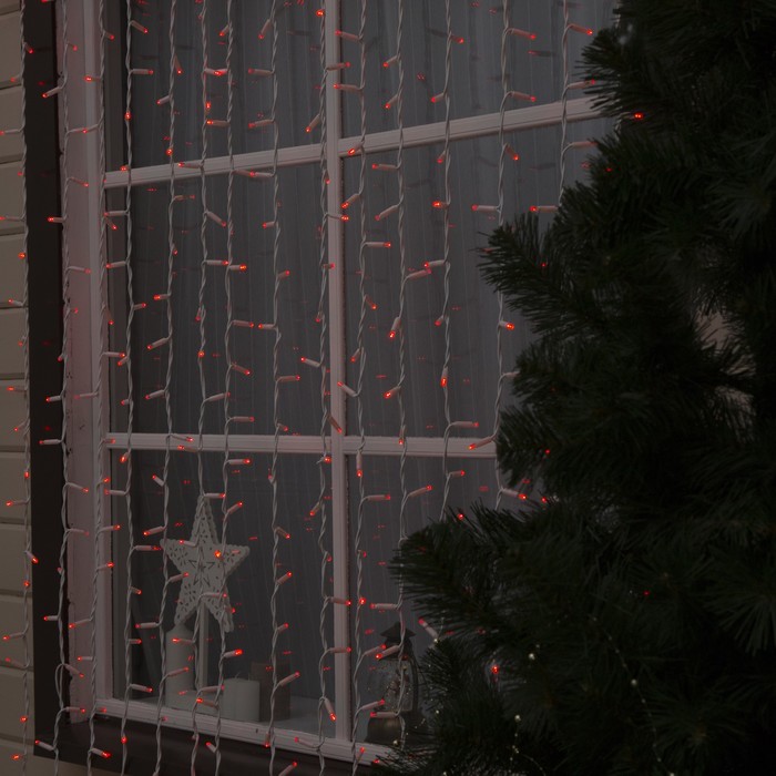 ЗАНАВЕС уличная, УМС, Ш:2 м, В:3 м, Н.Б. Каучук, 2W LED(IP65-M)-760-220V, шнур питания КРАСН