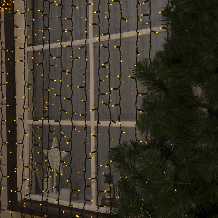 Гирлянда "Занавес" улич. УМС, 2х3 м, каучук Н.Т, LED-760-220V, шнур питания Н.Т, ЖЕЛТЫЙ