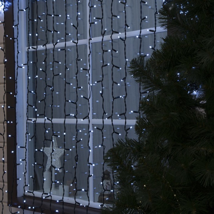 Гирлянда "Занавес" улич. УМС, 2х9 м, каучук Н.Т, LED-2280-220V, шнур питания Н.Т, БЕЛЫЙ