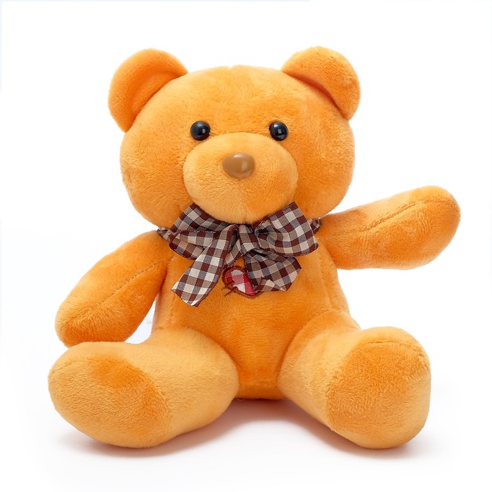 Мягкая игрушка "Медведь с бантом и сердцем на груди", 18 см, МИКС