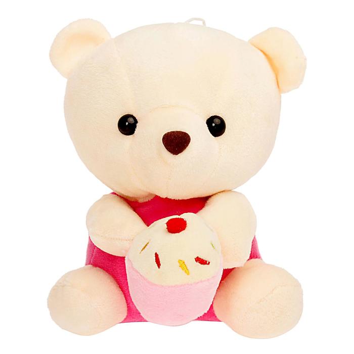 Мягкая игрушка "Медведь с тортом", цвет МИКС, 16 см