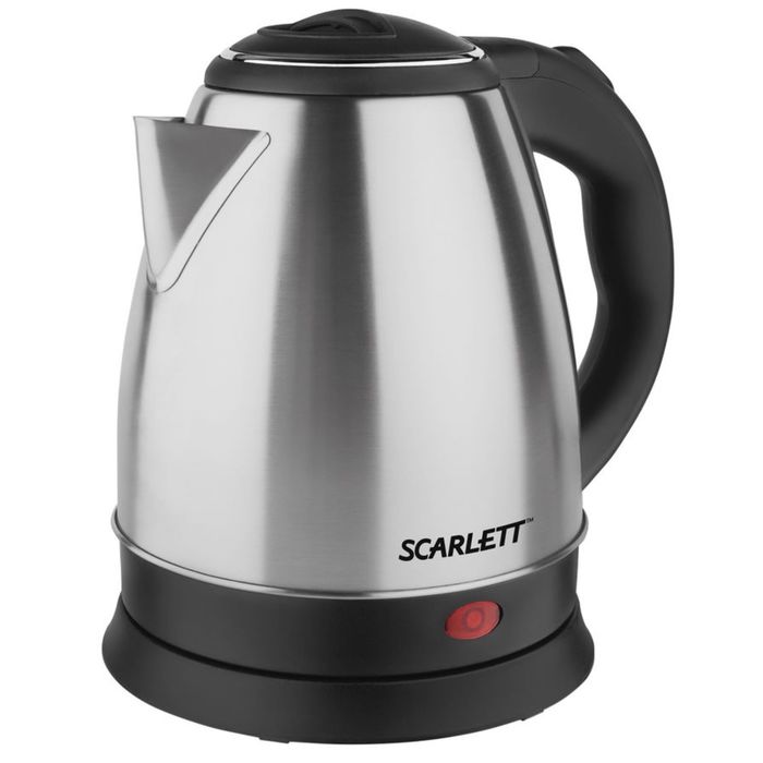 Чайник электрический Scarlett SC-EK21S40, 1500 Вт, 1.6 л, серебристый/черный
