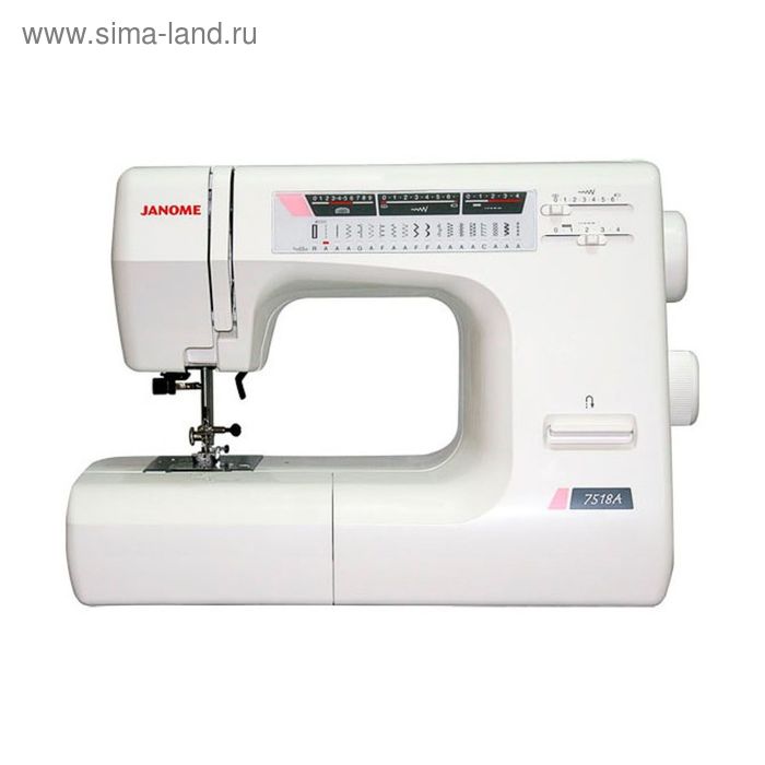 Швейная машина Janome 7518A, 55 Вт, 18 операций, автомат, белая швейная машина janome 603 dc 60 операций автомат бело красная