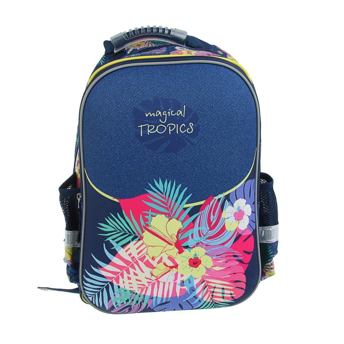 Рюкзак каркасный Limpopo Magical Tropics, эргономичная спинка + пенал узкий на молнии Limpopo Super Model, 1 отделение (подарок)