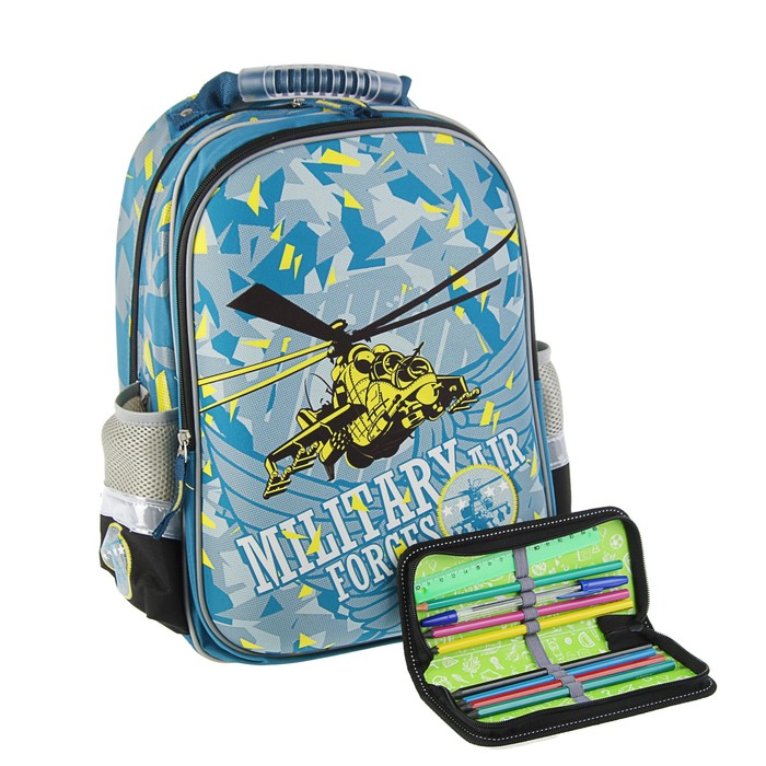 Рюкзак каркасный Limpopo Military Forces, эргономичная спинка + пенал узкий Limpopo Military Forces с наполнением (подарок)