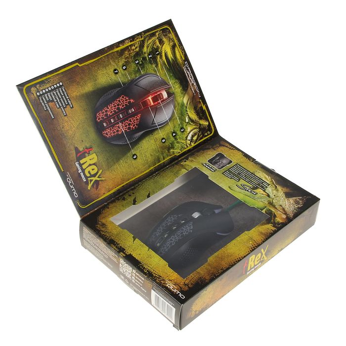 Мышь Qumo Dragon War tRex M16, проводная, оптическая, 800/1200/1600/2200 dpi, черная