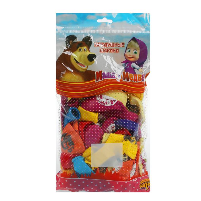 Шар латексный 12" "С Днем рождения" Маша и Медведь (набор 50 шт.)