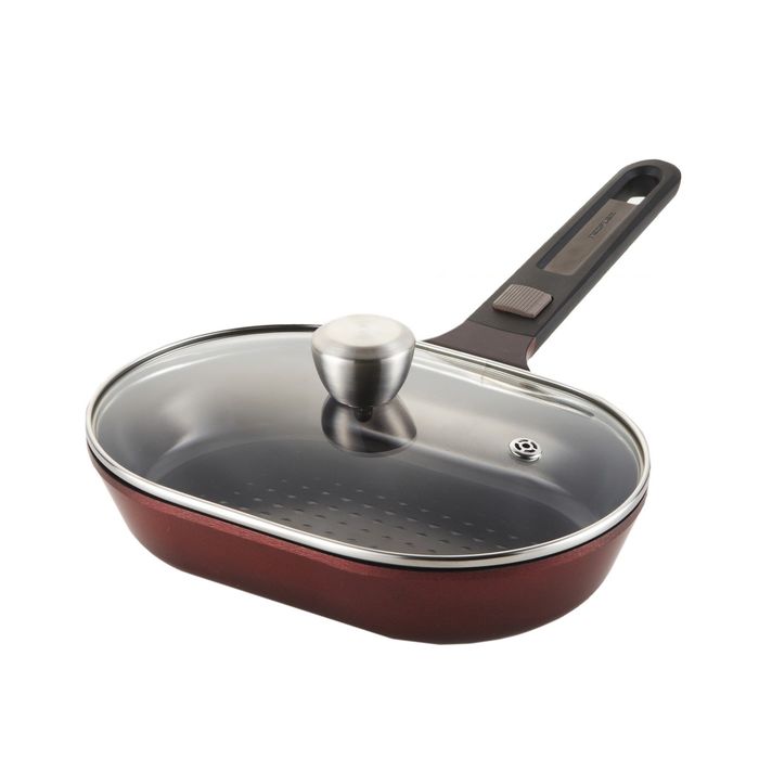 Сковорода для рыбы 28 см со съёмной ручкой и крышкой