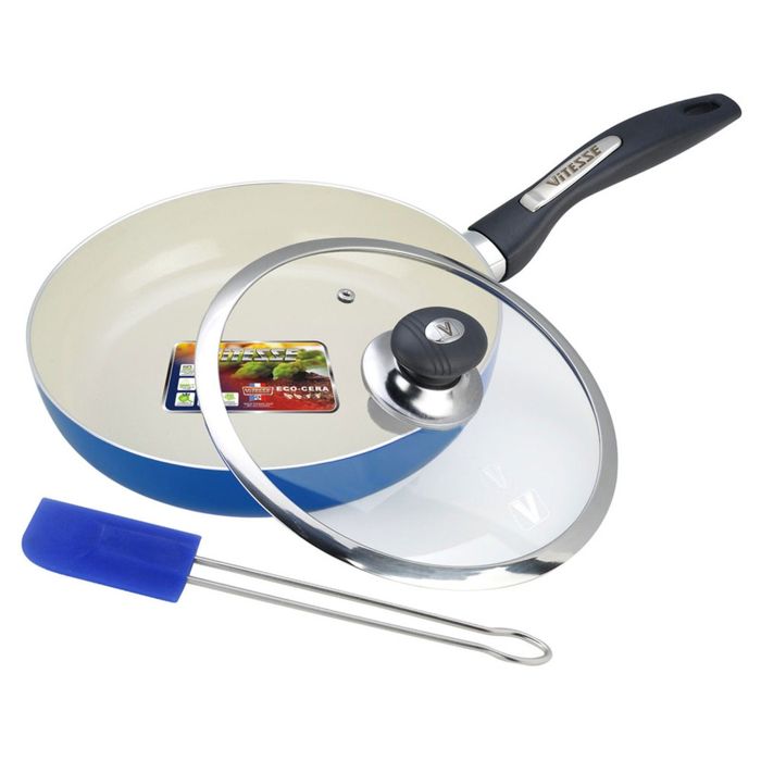 Сковорода Вок 20 см с крышкой, цвет МИКС