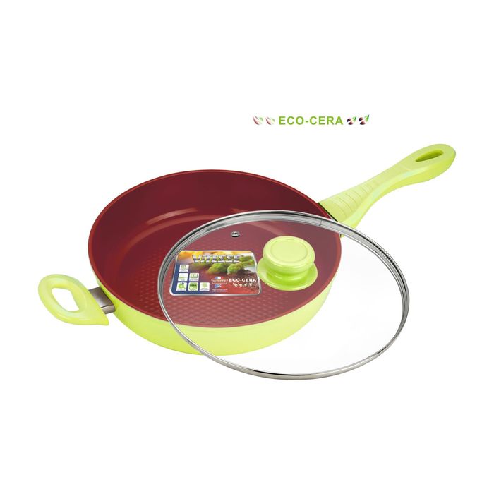 Сковорода с крышкой 24 см, цвет МИКС