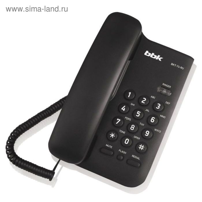 Телефон проводной BBK BKT-74 RU чёрный телефон bbk bkt 105 ru белый