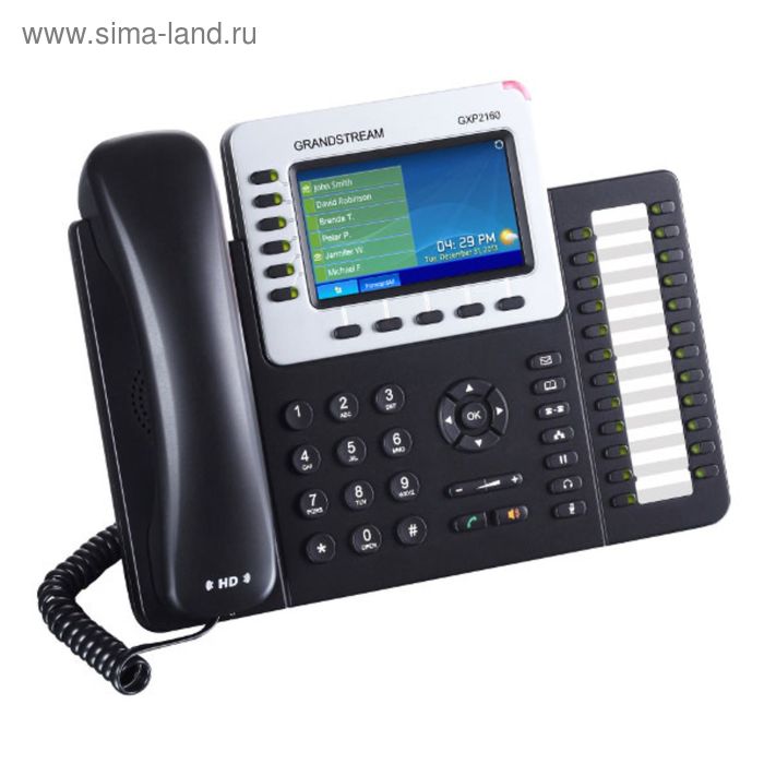 фото Телефон grandstream gxp-2160, voip, 2 порта ethernet, 6 sip линий, цветной tft дисплей