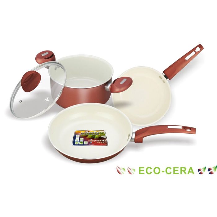 Набор кухонной посуды, 4 предмета: кастрюля с крышкой 2,8 л, сковорода d=20, 24 см