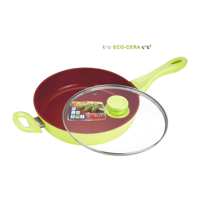 Сковорода с крышкой 28 см, цвет МИКС