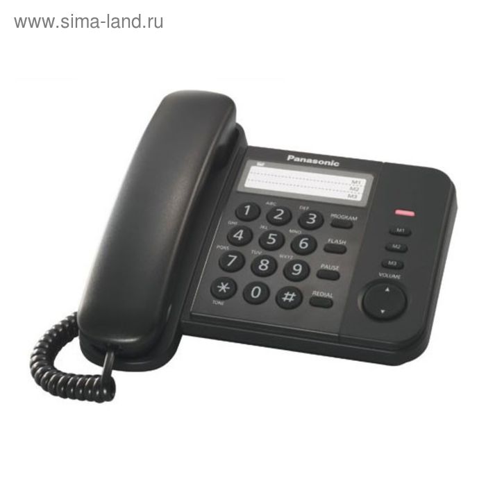 цена Телефон проводной Panasonic KX-TS2352RUB чёрный