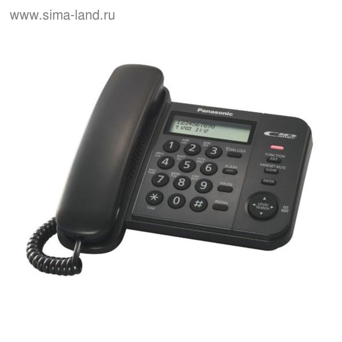 цена Телефон проводной Panasonic KX-TS2356RUB чёрный