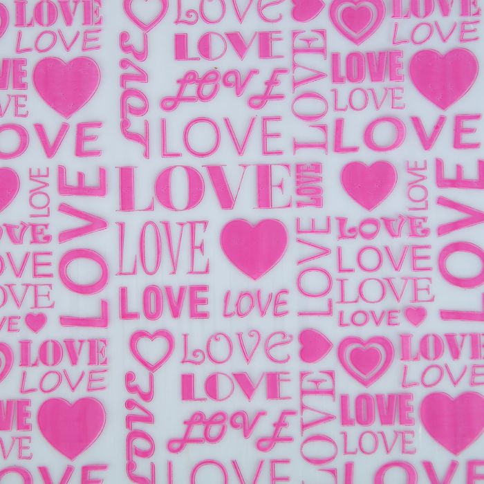 Пленка для цветов и подарков "Love" малиновый 0.7 х 7 м, 40 мкм