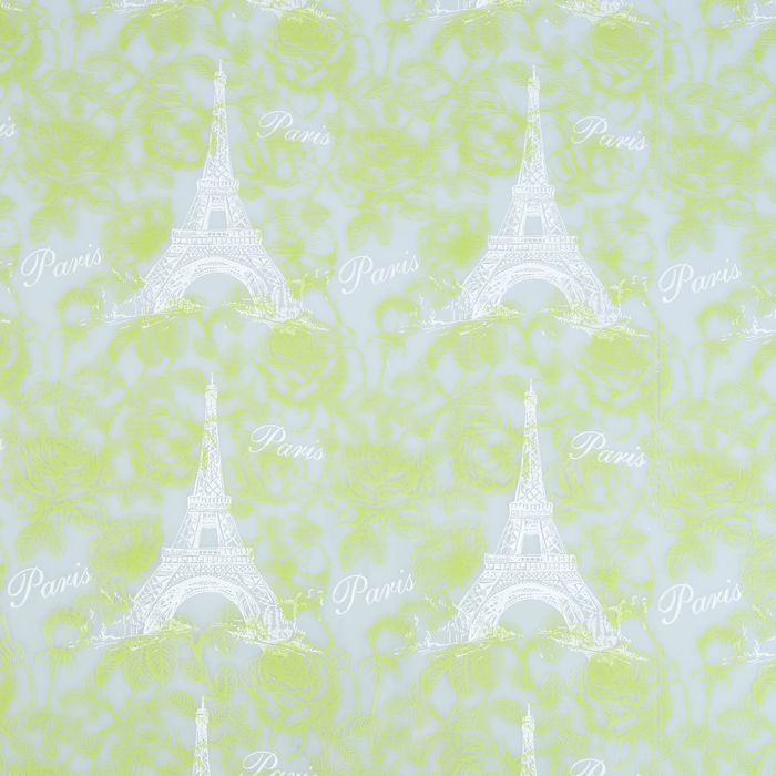 Пленка для цветов и подарков "Винтажный Париж" бело-салатовый 0.7 х 7 м, 40 мкм
