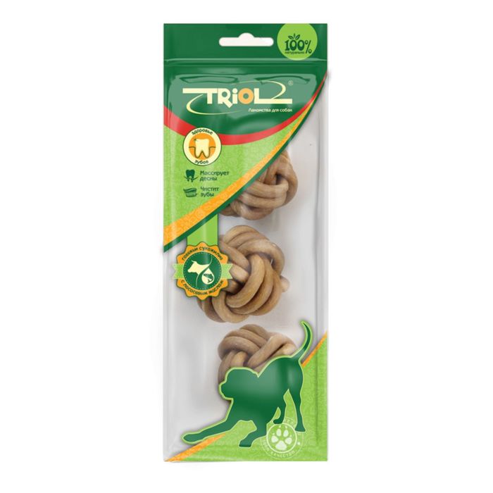 Мяч плетеный Triol из жил с маслом лосося, d3,8см, 17-23г , уп.3шт.