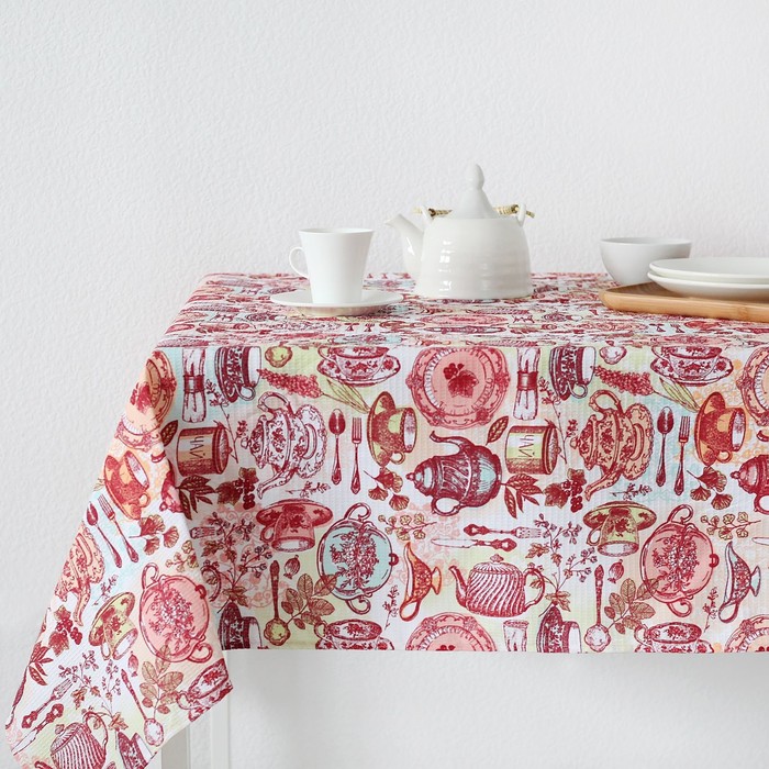 Скатерть "Доляна"  Чайные традиции 70х70 см, 100% хлопок, вафельное полотно162 г/м2