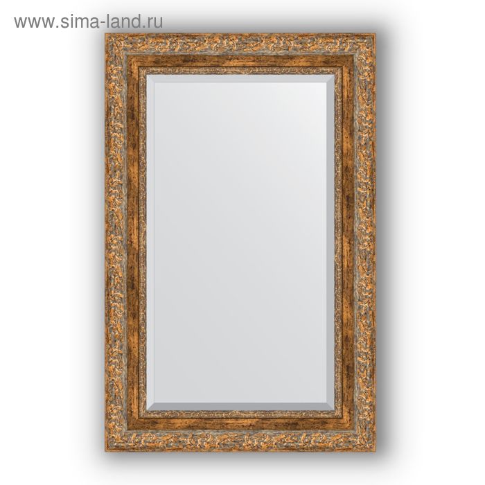 фото Зеркало с фацетом в багетной раме - виньетка античная бронза 85 мм, 55 х 85 см, evoform