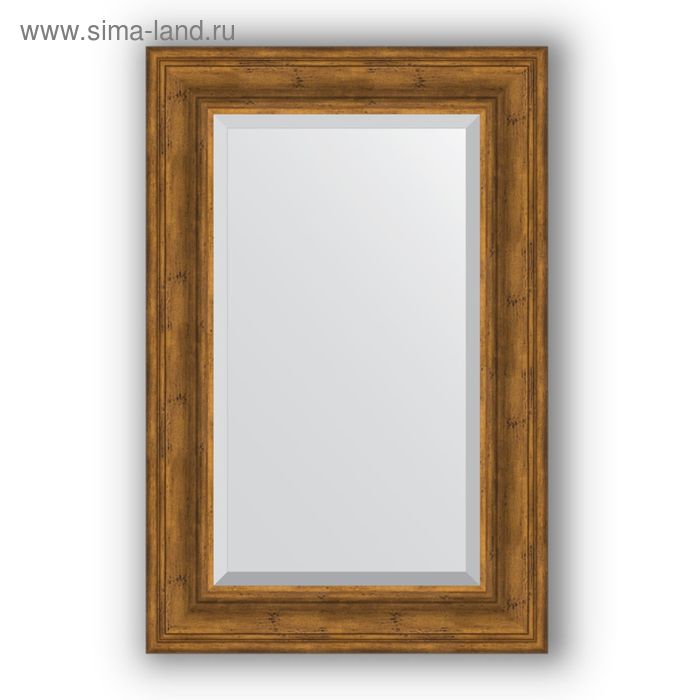 Зеркало с фацетом в багетной раме - травленая бронза 99 мм, 59 х 89 см, Evoform
