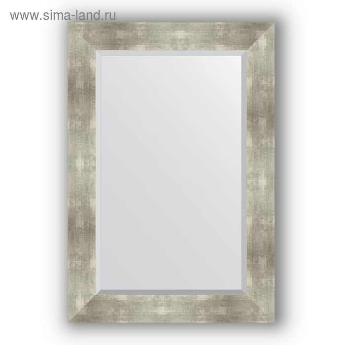 Зеркало с фацетом в багетной раме - алюминий 90 мм, 66 х 96 см, Evoform