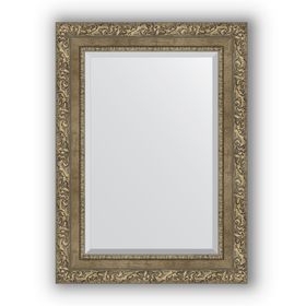 Зеркало с фацетом в багетной раме - виньетка античная латунь 85 мм, 55 х 75 см, Evoform