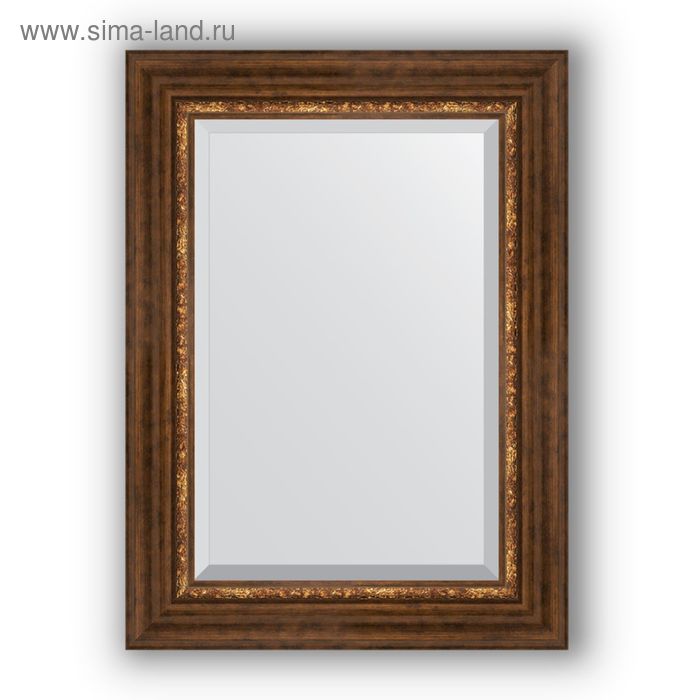 фото Зеркало с фацетом в багетной раме - римская бронза 88 мм, 56 х 76 см, evoform