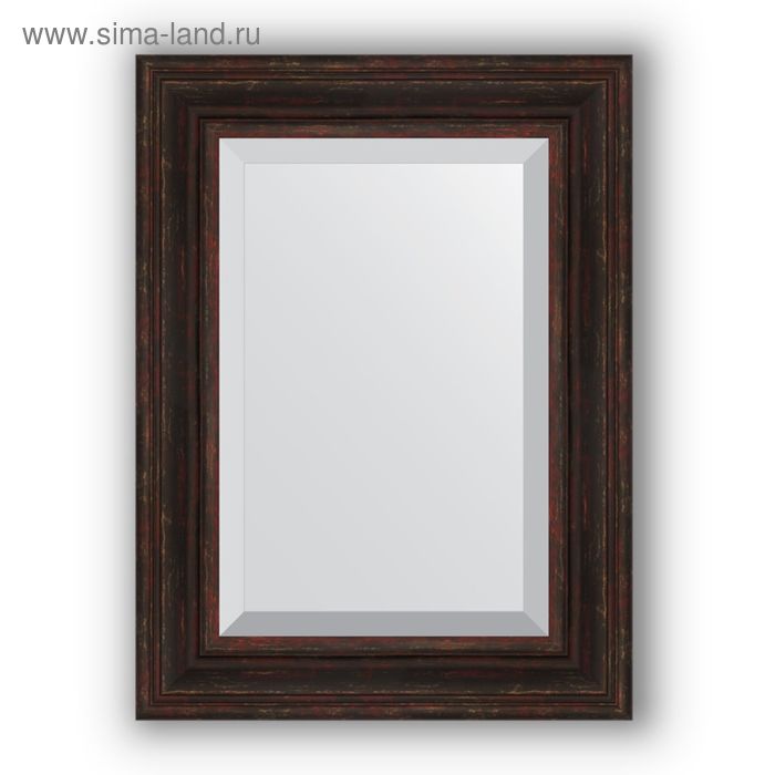 Зеркало с фацетом в багетной раме - тёмный прованс 99 мм, 59 х 79 см, Evoform зеркало с фацетом в багетной раме тёмный прованс 99 мм 119 х 179 см evoform