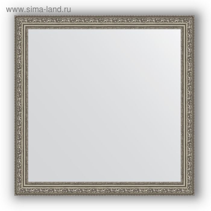 фото Зеркало в багетной раме - виньетка состаренное серебро 56 мм, 74 х 74 см, evoform