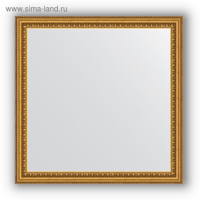 фото Зеркало в багетной раме - бусы золотые 46 мм, 62 х 62 см, evoform