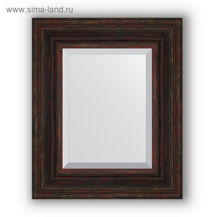 Зеркало с фацетом в багетной раме - тёмный прованс 99 мм, 49 х 59 см, Evoform зеркало с фацетом в багетной раме тёмный прованс 99 мм 119 х 179 см evoform